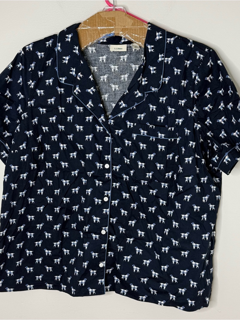 LL Bean Women’s Plus 3XL Pajama Set Shorts and Short Sleeve Flannel Dog Print